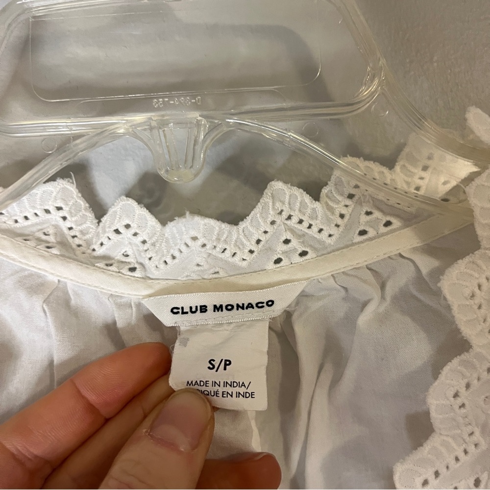 Club Monaco White Eyelet Cotton Mini Tunic Dress - Picture 6 of 12